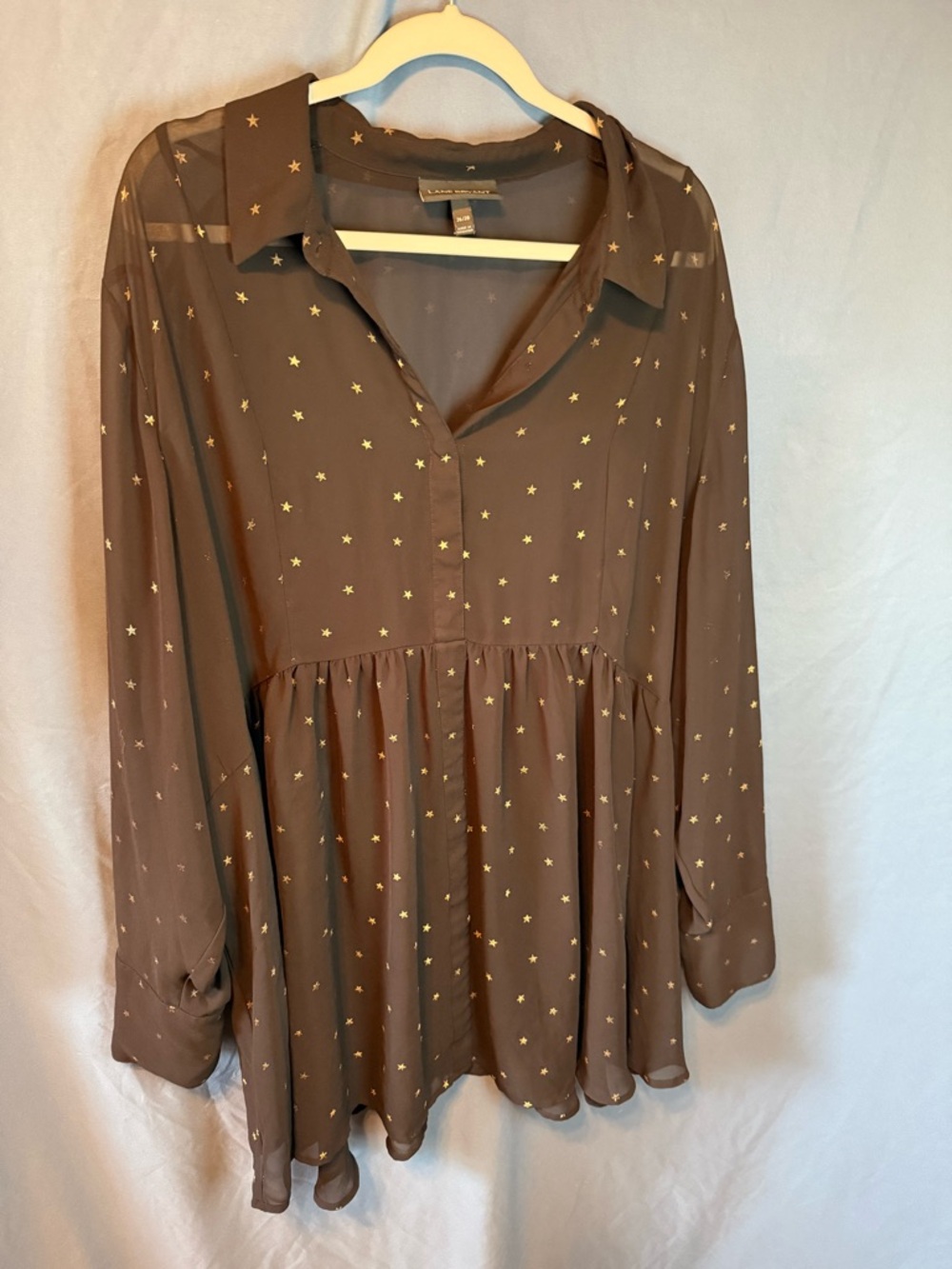 Women's Black Star-Print Long-Sleeve Blouse